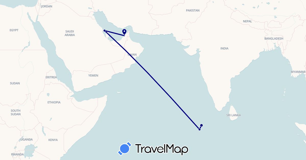 TravelMap itinerary: driving in United Arab Emirates, Bahrain, Maldives (Asia)